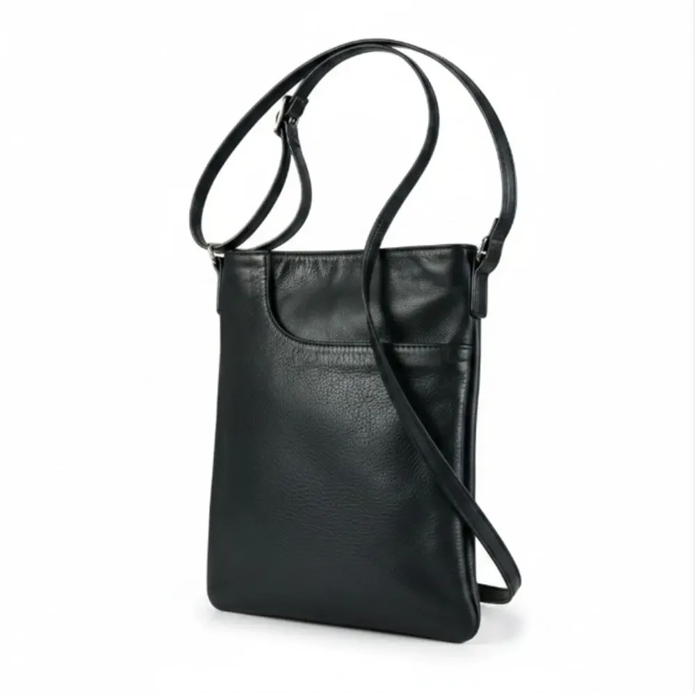 MARGOT Genuine Leather Messenger Crossbody Bag Black Everyday Comfort Travel
